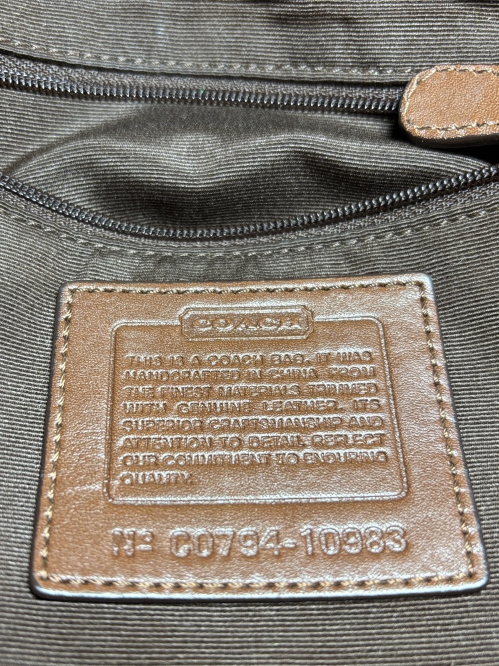 Coach Khaki Signature Canvas Shoulder Bag with Brown Leather 10983 - Picture 3 of 17